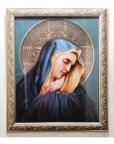 Virgen María En Marco Plataeado A 57 X 47 Cms