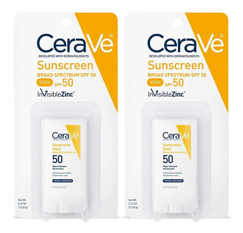 Cerave Protector Solar En Barra Stick Spf 50 2 Pzas