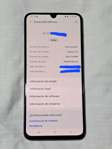 Tarjeta Logica Samsung A70, Dual Sim, Liberado