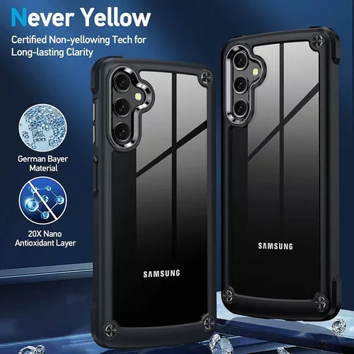 Armor - Funda transparente diseñada para Samsung Galaxy A34 5G, con  protector de pantalla de vidrio templado, 4 bolsas de aire incorporadas, 10