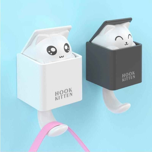 Imagen 6 de 8 de Perchero Gato Porta Llaves Gatito Adhesivo Llavero Diseño
