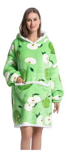 Pijama De Mujer Buzo Manta Corderito Oversize Manzana Verde