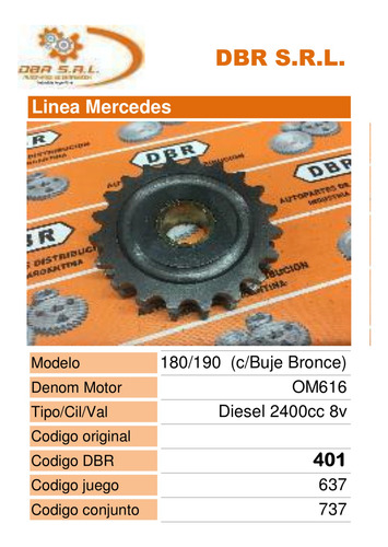 Engranaje Complementario Intermedio Mb 180/190 2.4 8v Diesel