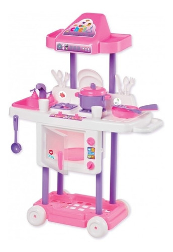 Cozinha Infantil Riva Chef Rosa Com Rodinhas Calesita - 1302