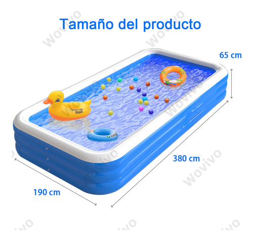 Alberca Inflable Grandes Piscinas Rectangular Azul 380cm