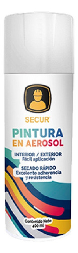 Pintura En Aerosol Blanco Mate 400 Ml Secur Ft