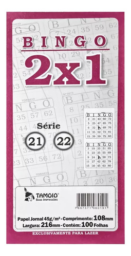 14.400 Cartelas De Bingo 2 X 1 ( Caixa Com 12 Pacotes)