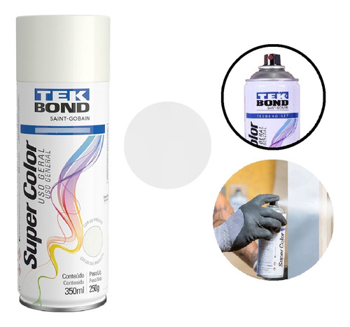 Tinta Spray Branco Fosco Uso Geral 350ml Tek Bond 280g