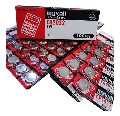 Pila Maxell Cr2032 De Lithium 3v Batería Caja 100 Unidades