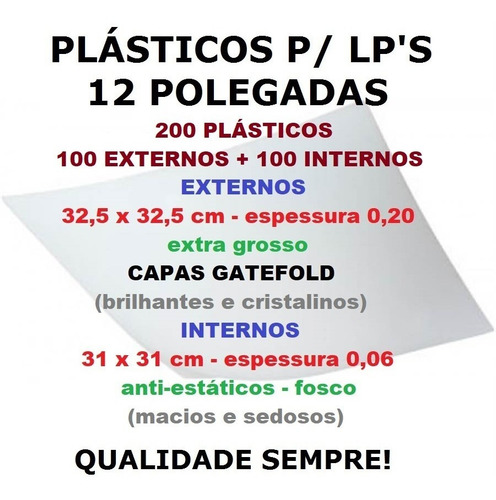 Plásticos Lps Capa Gatefold 100 Externos 0,20 + 100 Internos