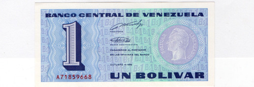 Venezuela  1 Bolivar 1989