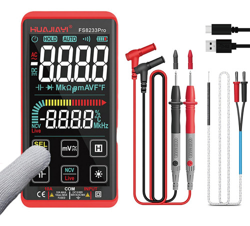 Voltímetro Multimetro Digital Tactil Recargable Lcd 600mah 