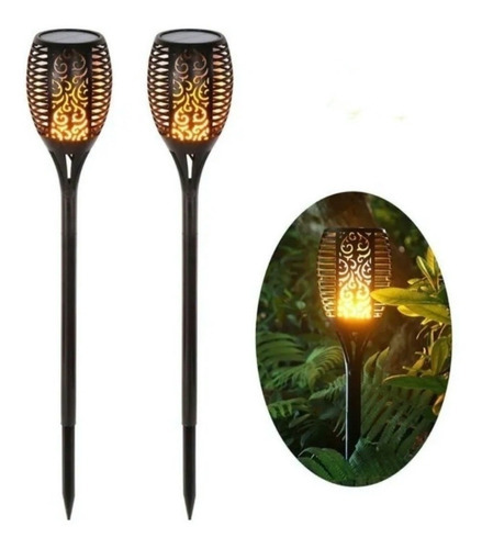 Lámpara Flama Estaca Antorcha Led Solar Jardín De 55 Cms.