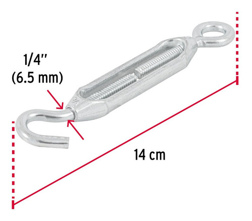 Tensor P/ Cable Zinc 1/4' Gancho - Argolla En Acero