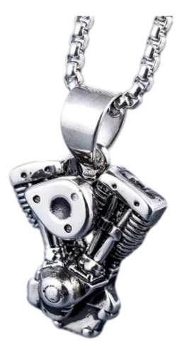 Collar Colgante Motor Motocicleta Retro Hombre Rock Hip Hop Plateado