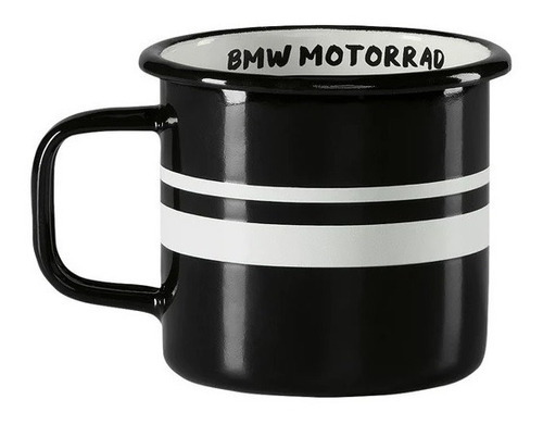 Taza Esmaltada Twin Stripes Negra Original Bmw