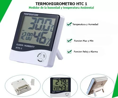 Reloj digital de pared con medidor de humedad y temperatura  (higrotermómetro)