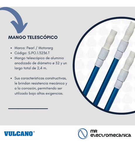 Imagen 3 de 10 de Barrefondo Mango Barral Telescópico Aluminio 2,4m Pearl