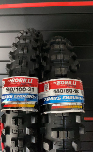Par De Pneus Borilli 7 Days 90/100-21 Enduro Soft+ 140/80-18