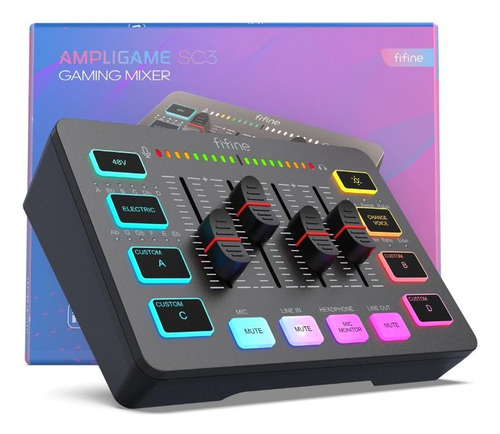 Misturador Ampligame Fifine Sc3 2 Saídas/3 Entradas/usb-c/4