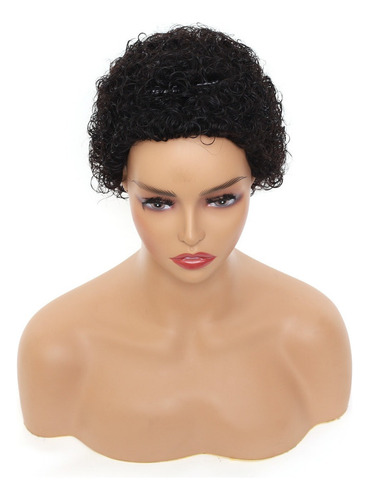 .. Pelucas Negras De Cabello Humano Natural, Rizado Y Afro