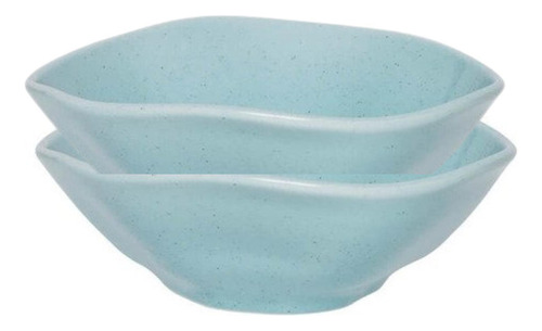 Kit 2 Bowl Tigela Cumbuca Porcelana Vasilha Blue Bay 500ml