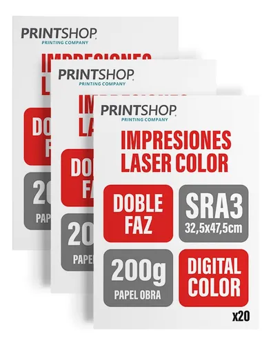 comprar 20 Impresiones Bajadas Color Printshop Sra3 200g X20  Doble