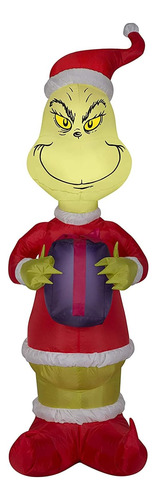 81246 Airblown Grinch Con Regalo De Navidad Inflable De 4 Pi