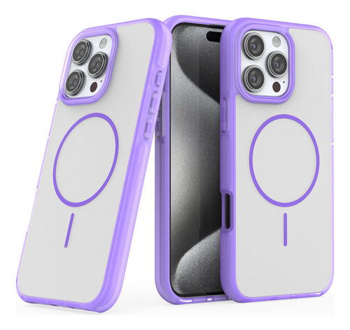 Funda Para iPhone Con Magsafe Transparente Con Bordes A Color, Case Circulo Magnético Uso Rudo Suave Al Tacto