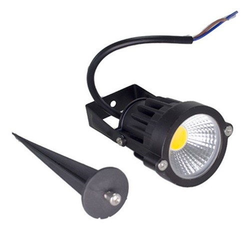 Kit 2 Espetos Led Redondo Jardim Lâmpada Cob 5w Carcaça Preto Luz Branco-quente 3000k