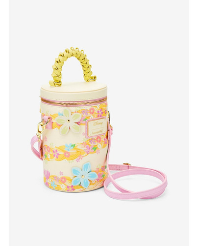 Crossbody Loungefly Disney Enredados Rapunzel 2025 Amarillo Floreado Níquel Rosa
