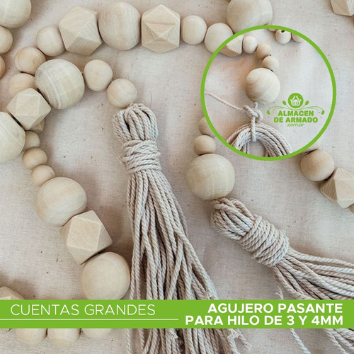 Imagen 4 de 8 de 70 Bolitas Cuentas Madera Grande 16 Mm Artesania Bijou Deco