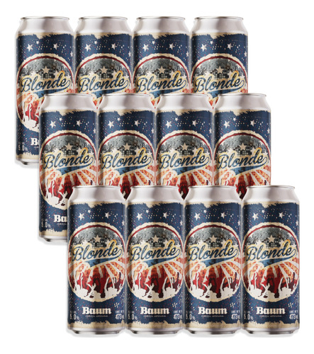 Cerveza Rubia Artesanal Baum Blonde Lata 473ml Pack X12u