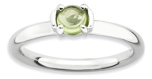 Anillo De Cabujón De Peridoto De Plata Apilable En Quilates,