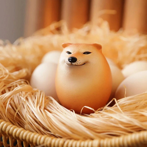 3 Escuichi Huevo Doge Cheems Squishy Divertido Antiestres Color Marrón Claro