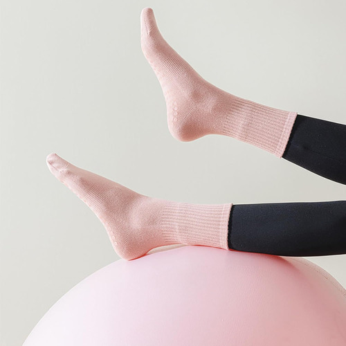Calcetines De Pilates Con Empuñaduras, 3 Pares, Blancos, Neg