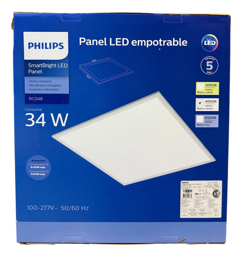 Kit 6pz Panel Led 34w Philips 60x60 100-277v 4000k 857585 Blanco