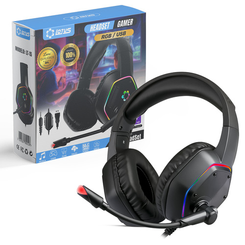 Fone De Ouvido Headset Gamer Microfone Com Fio Cor Da Luz Rgb Lumi