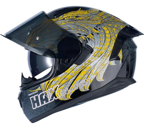 Casco Integral Hax Obsidian Doble Visor Slayer Gold Xxl