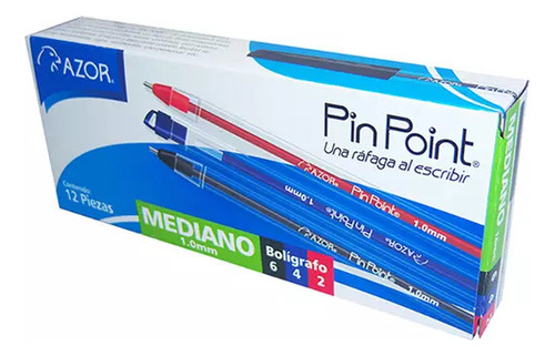 Pluma Punto Mediano Pin Point 1.0 Mm Caja Con 12 Pzas Transparente Surtido