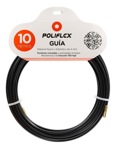 Guia De Nylon 10 Metros Marca Poliflex Color De La Cubierta Negro