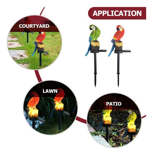 Lámpara Solar Para Decorar Loros Para Césped, 2 Unidades