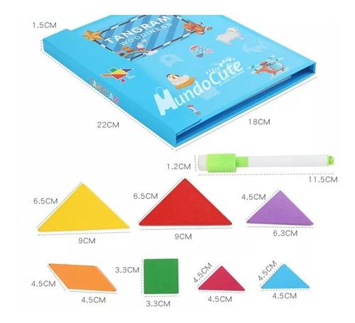 Imagen 2 de 4 de Tangram Magnético Madera Juguetes Didácticos Montessori