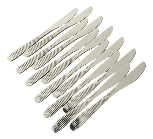 Set X12 Cuchillos De Mesa Acero Inoxidable Mykonos Rayado