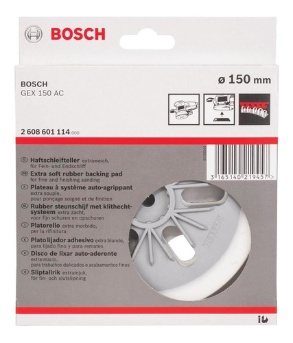 Prato De Borracha Para Lixadeira 150mm 2608601114 Bosch