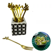 Comprar X13pz Pincho Tenedor Mini Dorado Porta Copetin Picada Fruta