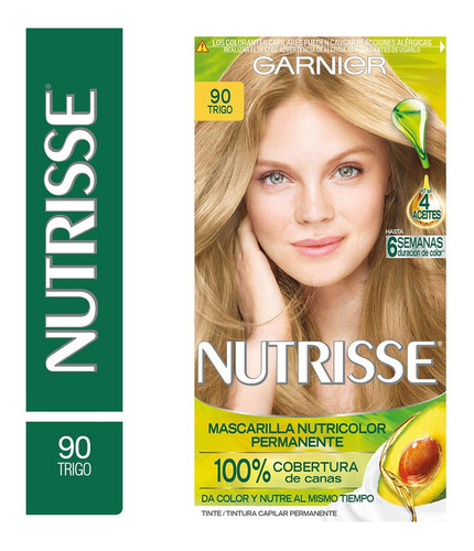 Kit Tinta Garnier  Nutrisse regular clasico Mascarilla nutricolor permanente tono 90 trigo para cabello
