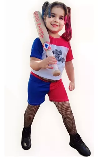 Fantasia Infantil Alerquina Roupa Harley Quinn Com Taco