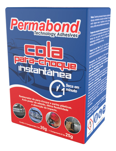 Kit Cola Para-choque Instantanea 2 Comp A 20g 1 Comp B 25g