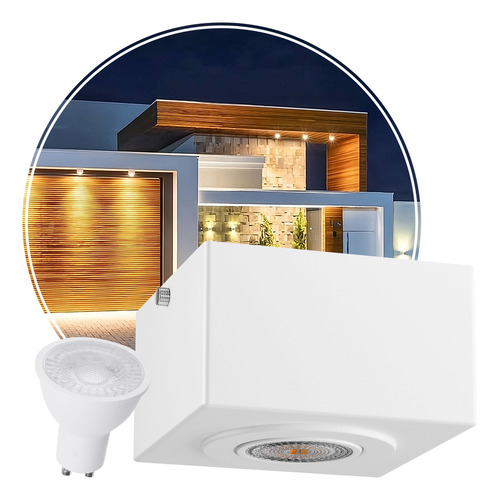 10x Spot Sobrepor Dicroica Alumínio Teto Beiral Cor Branco + Led Branco Frio 6.5w Mf270 Mega Forte Iluminação